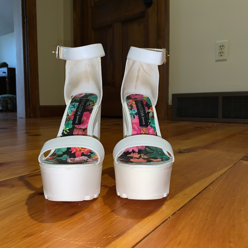 Women’s White Raised High Heels